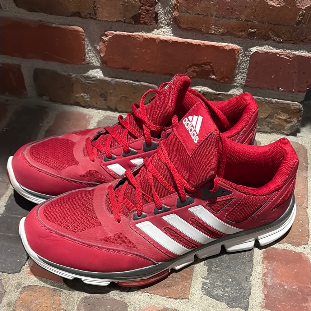 Adidas Crimson Running Shoes with White Stripes